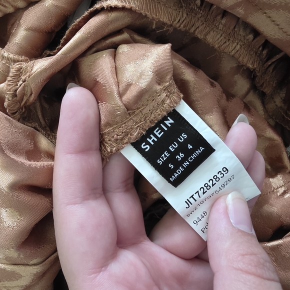 Satin Leopard Print One Shoulder Top size Small Orange Brown Color - Picture 4 of 4